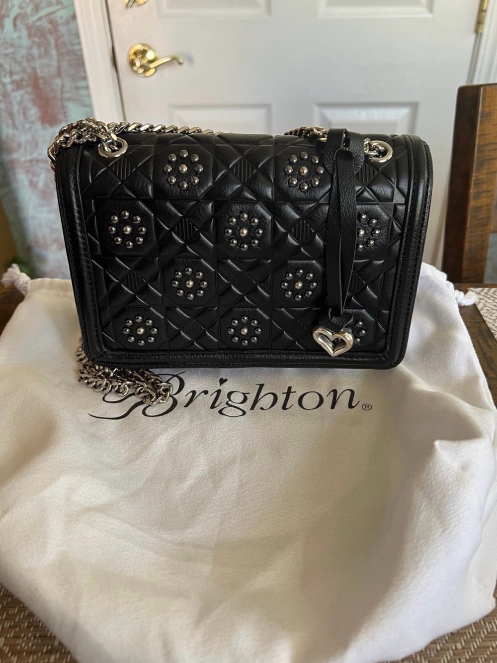 Brighton Elise Flap Bag - Black Quilted Leather Pretty Tough - New Crossbod